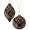 Contemporary Home Living 6ct Black and Gold Glittered Art Deco Glass Ball/Finial Christmas Ornaments 4"